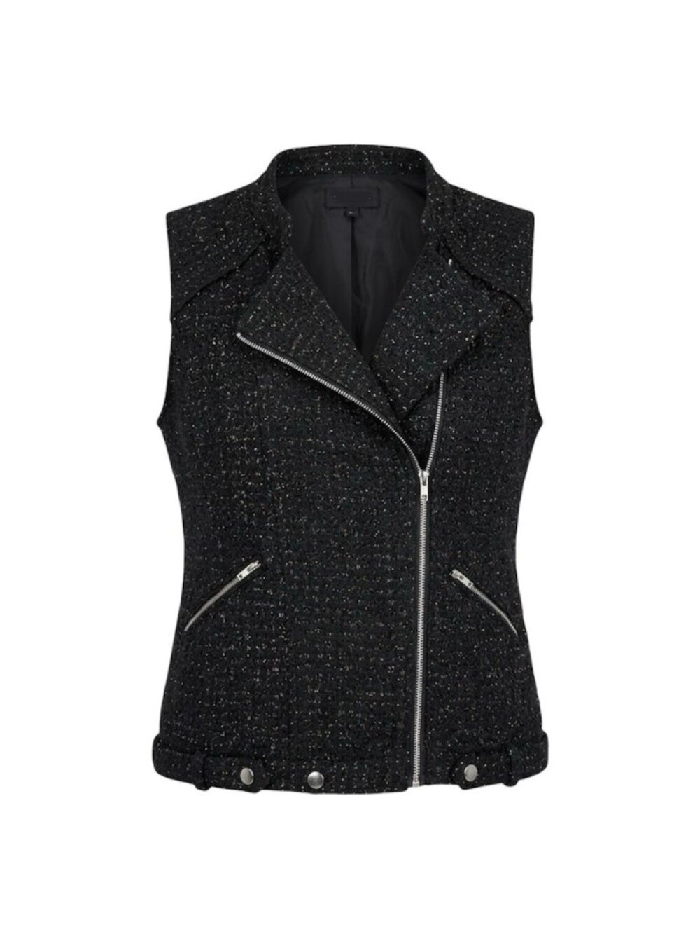 Spirited by Randolph Duke Black Metallic Tweed Moto Vest Size XL